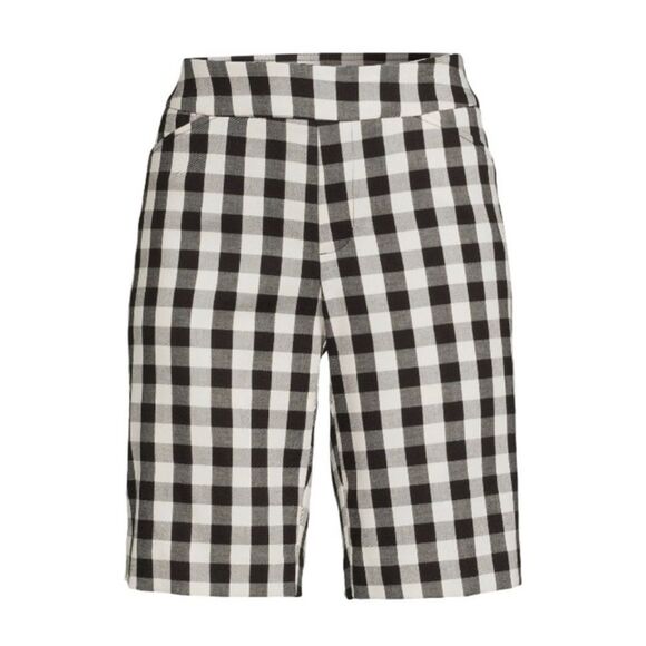 🖤🩵 WOMEN'S Pull-On Bermuda Comfy Shorts Gingham Check & Sky Blue 2-Pack Size L - Picture 7 of 12